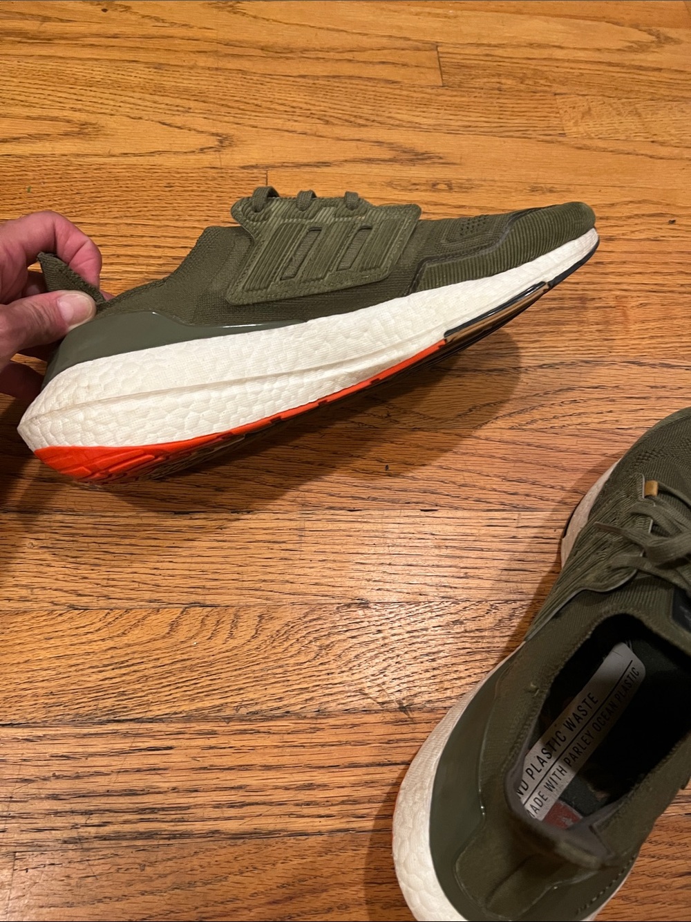 Adidas Ultraboost Men's Olive Green Knit Athletic size 12 M - Picture 7 of 11